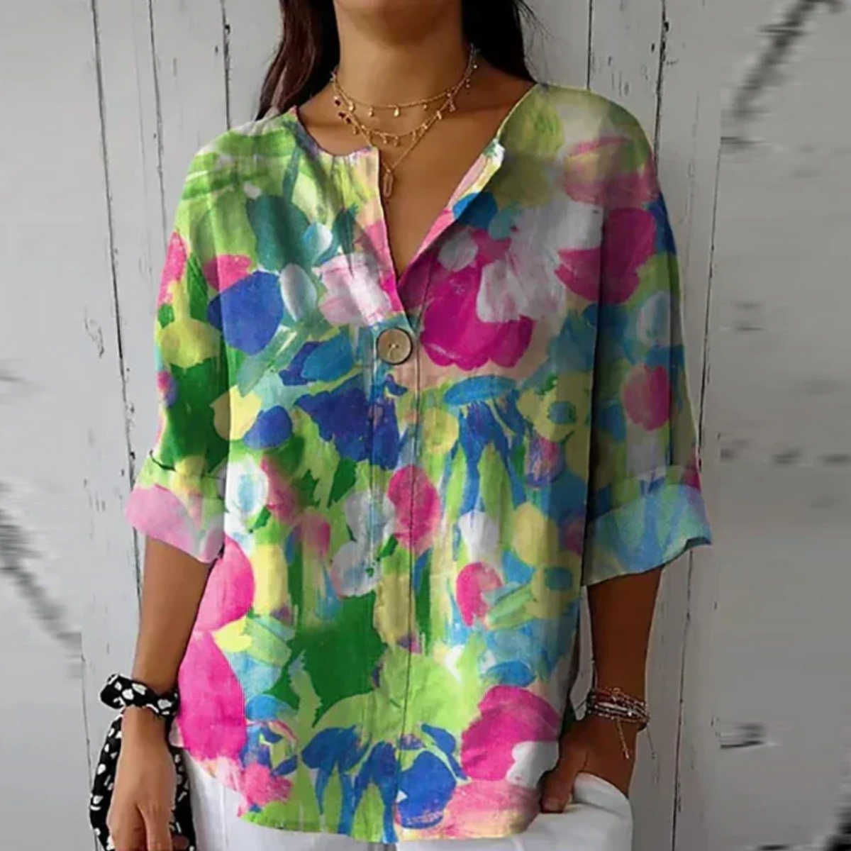 Blouse met bloemenprint en 3/4-mouwen