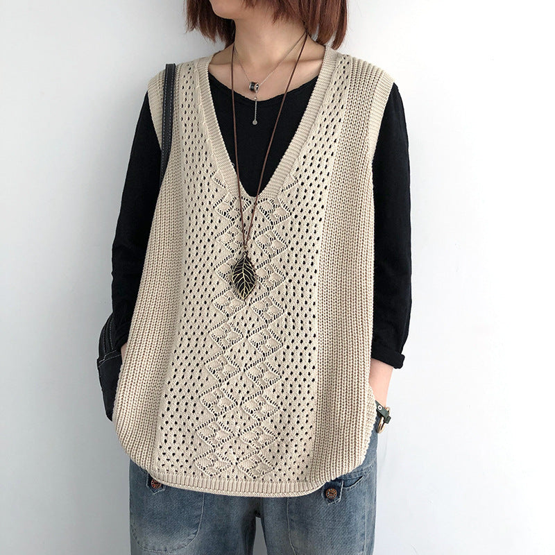 Casual elegant oversized gebreide spencer voor dames