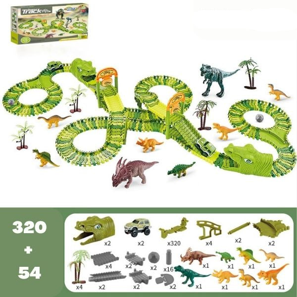 Dinosaurus Speelgoedset – 360° Avonturenracebaan met Licht en Geluid