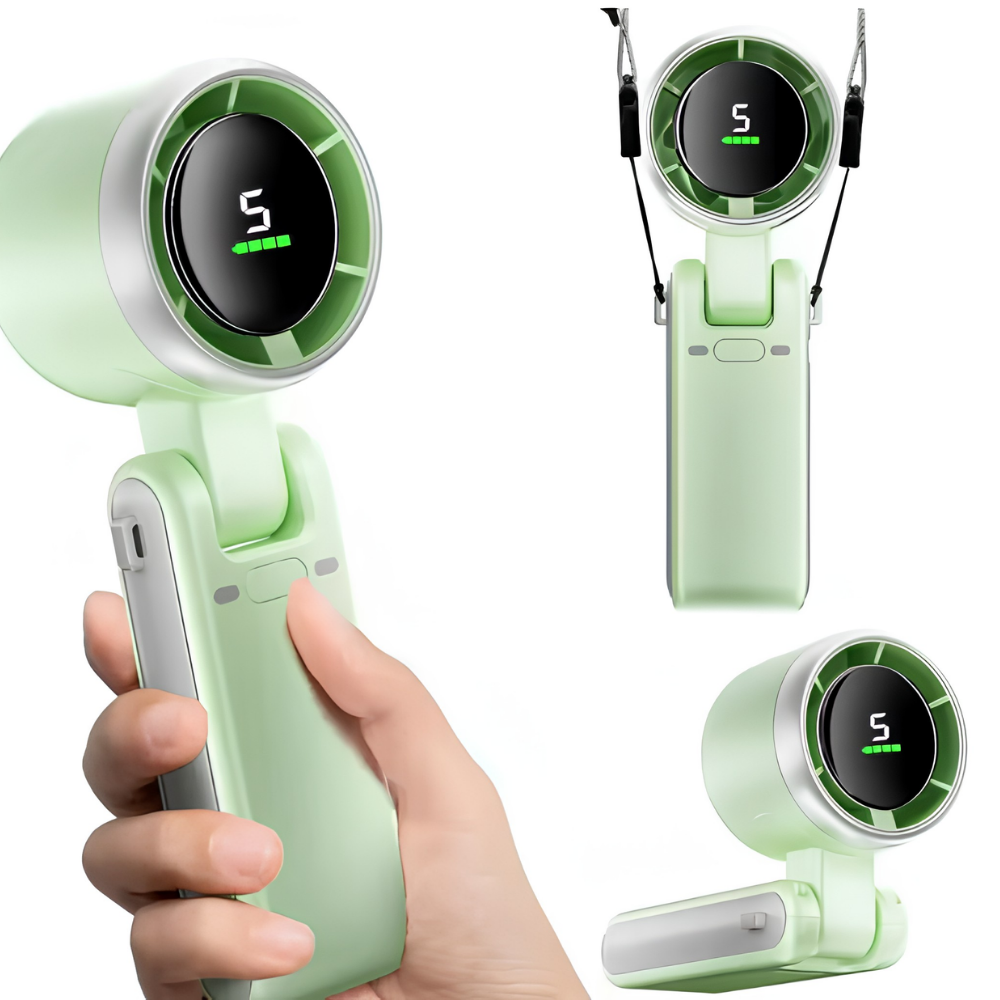 Draagbare handventilator met 5 snelheden en opvouwbaar design – oplaadbare persoonlijke luchtkoeler