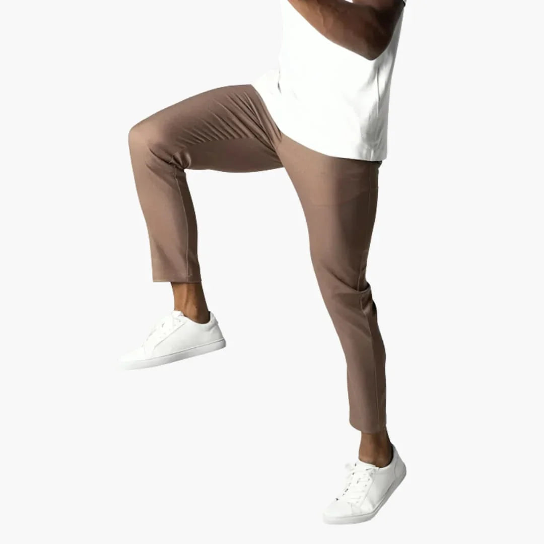 Elastische chino voor heren met tailleband en rechte pijpen