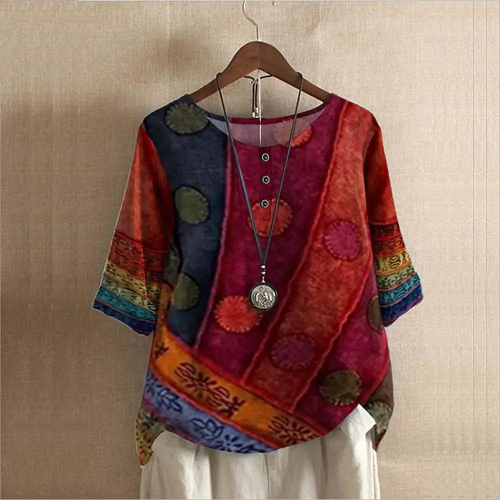 Elegante blouse met ronde hals