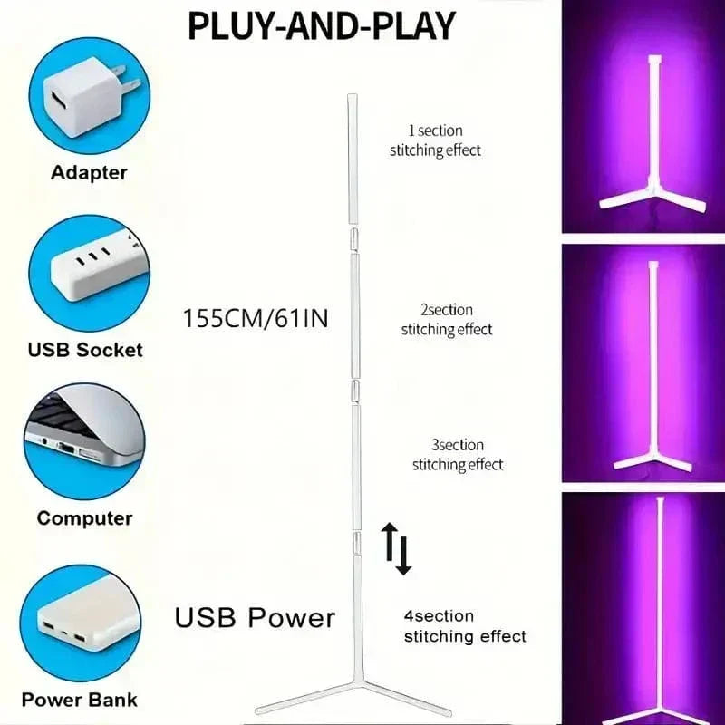 Elegante RGB Hoeklamp met Afstandsbediening – Moderne Verlichting