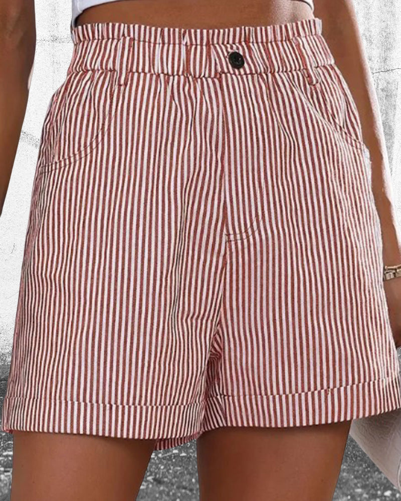 Gestreepte shorts met hoge taille