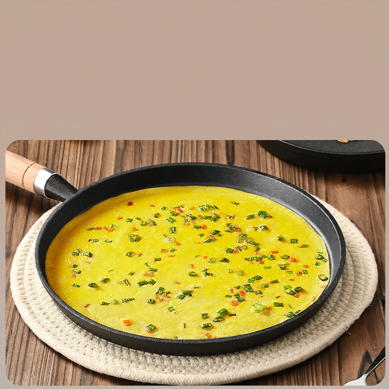 Gietijzeren pan met platte bodem