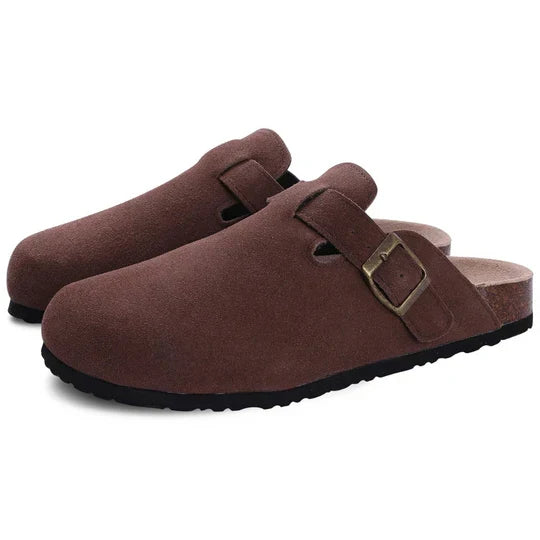 Leren kurken slippers voor dames