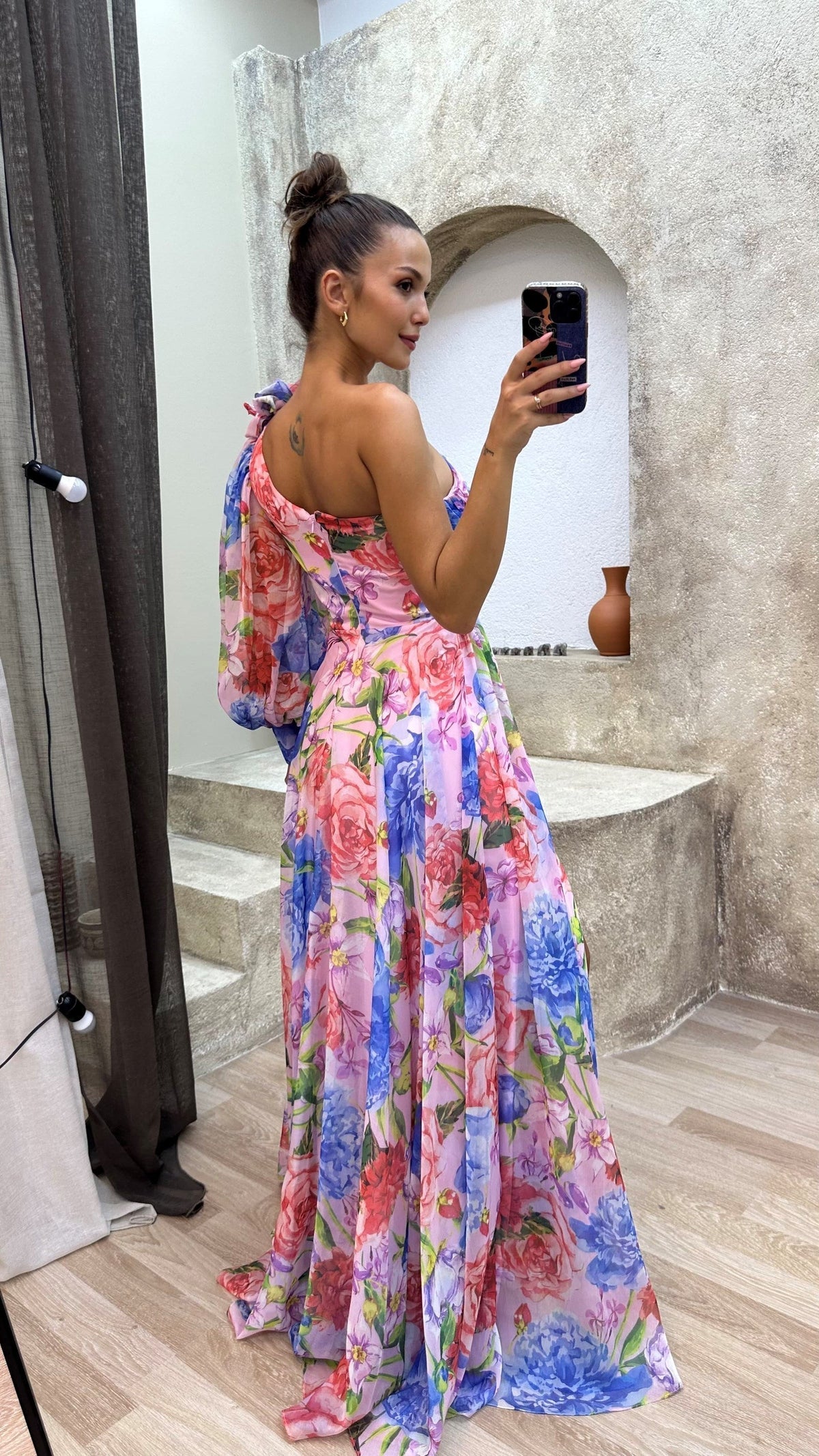 Maxi-jurk voor dames met one-shoulder bandje – Veelkleurig design & elegante pasvorm
