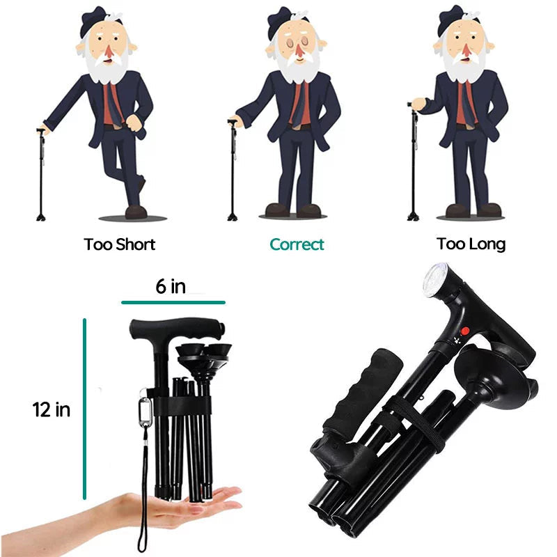 Multifunctionele opvouwbare led-wandelstok