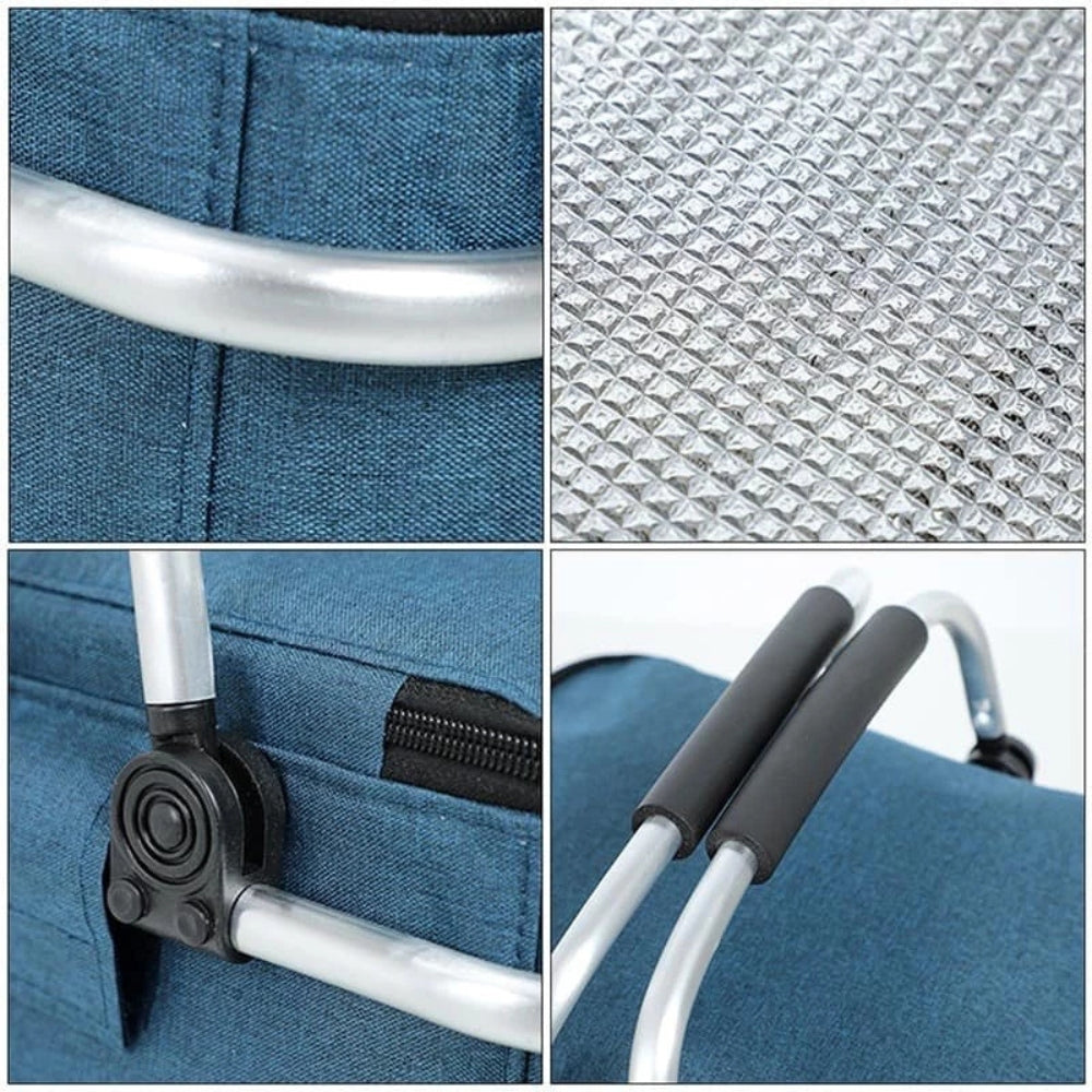 Opvouwbare Picknickmand 18L - Waterdichte Oxford Stof - Aluminium Frame - Zwart, Grijs & Blauw