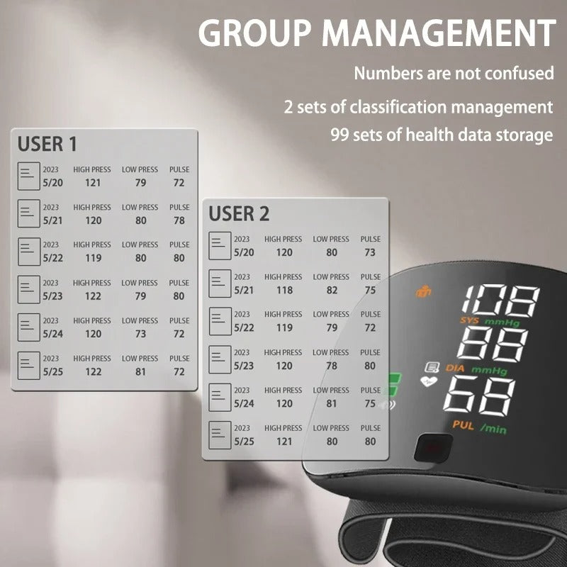 Slimme polsbloeddrukmeter – elektronische draagbare tonometer met spraakfunctie