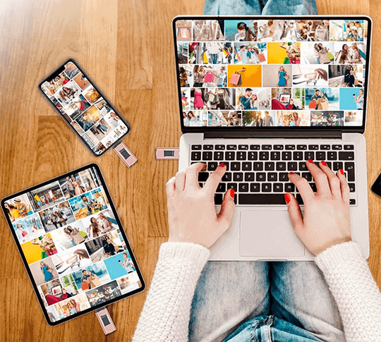 USB-stick voor directe back-up van foto's en video's voor tablet en pc