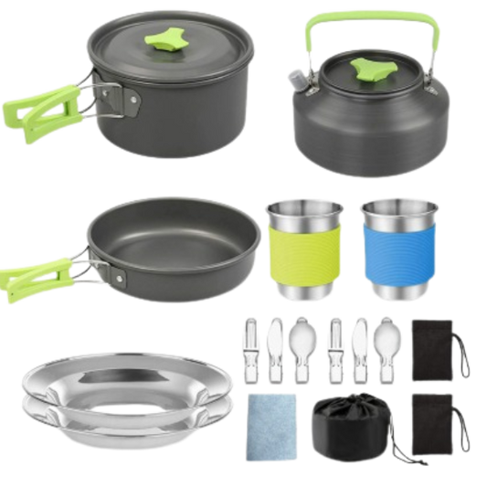 17-Delige kook- en servies-set voor camping