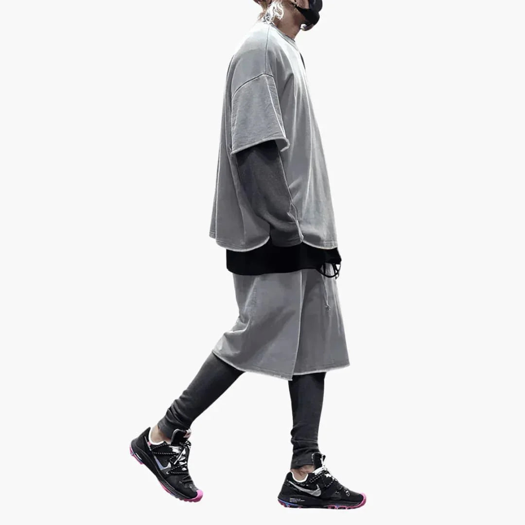 2-Delige zomerset voor heren met oversized T-shirt en korte broek met trekkoord