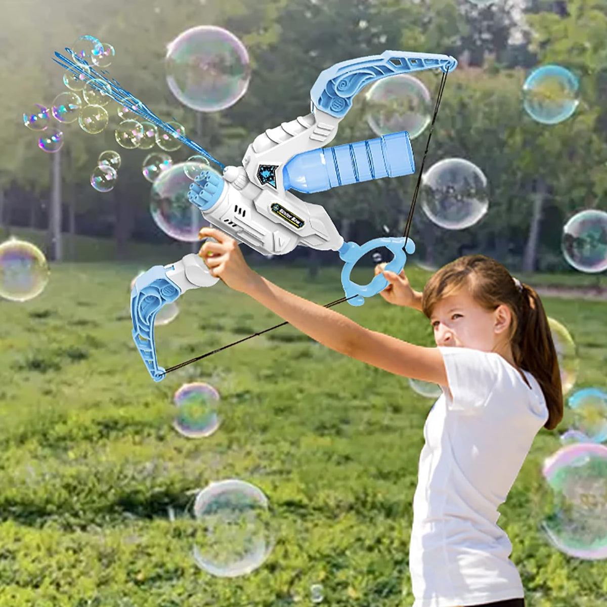 2-In-1 Bellenblaasmachine en Waterpistool Boog Speelgoed voor Kinderen - Buiten