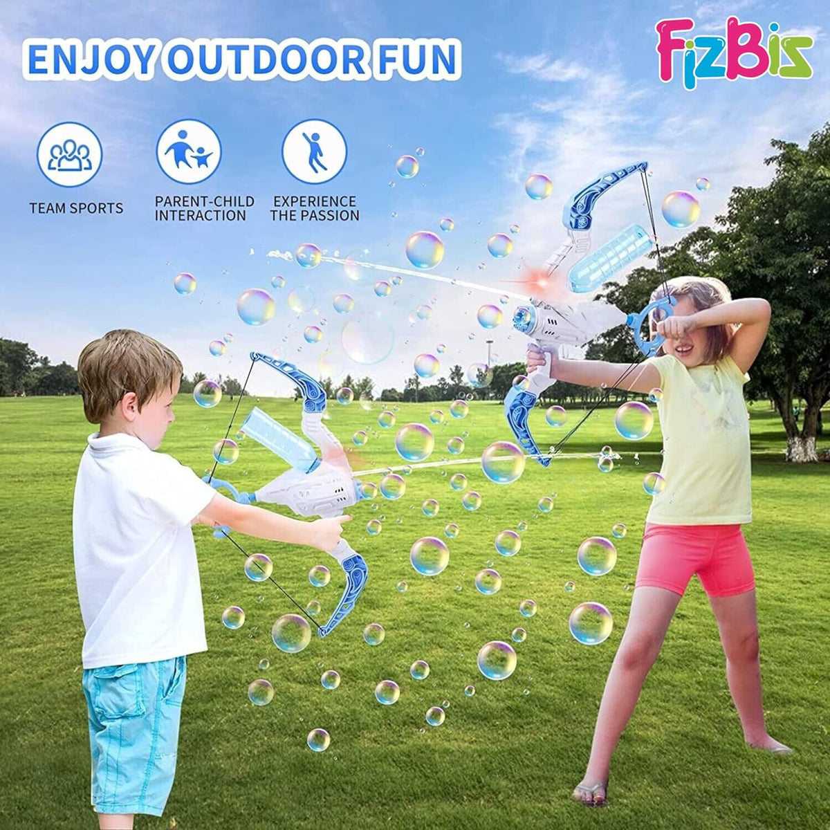 2-In-1 Bellenblaasmachine en Waterpistool Boog Speelgoed voor Kinderen - Buiten