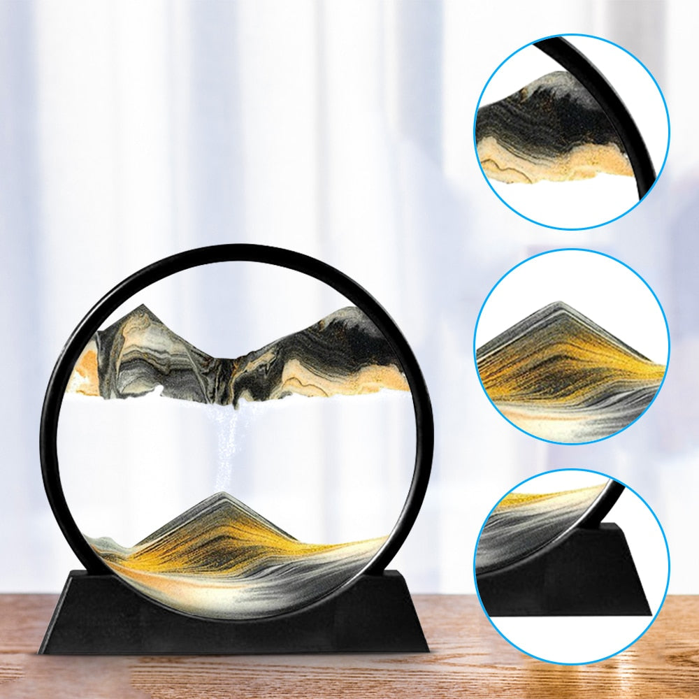 3D zandloper met landschap
