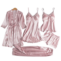 5-Delige Satijnen Nachtkleding- en Pyjamaset voor Dames
