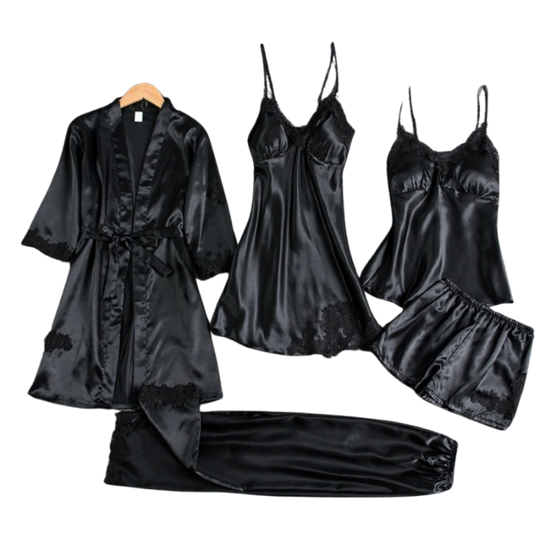 5-Delige Satijnen Nachtkleding- en Pyjamaset voor Dames