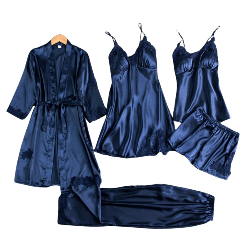 5-Delige Satijnen Nachtkleding- en Pyjamaset voor Dames