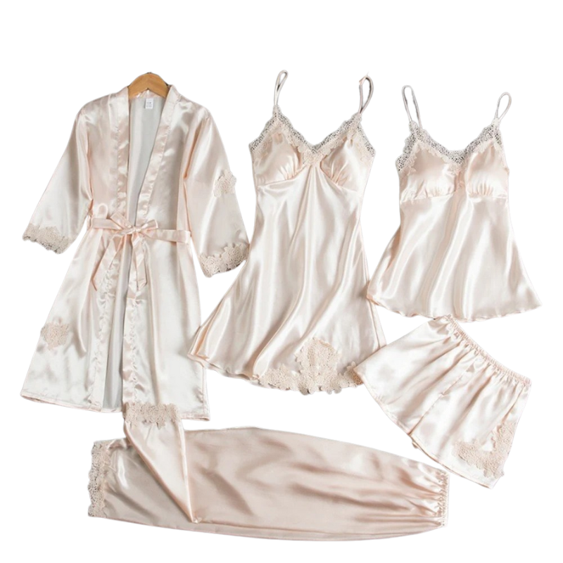 5-Delige Satijnen Nachtkleding- en Pyjamaset voor Dames