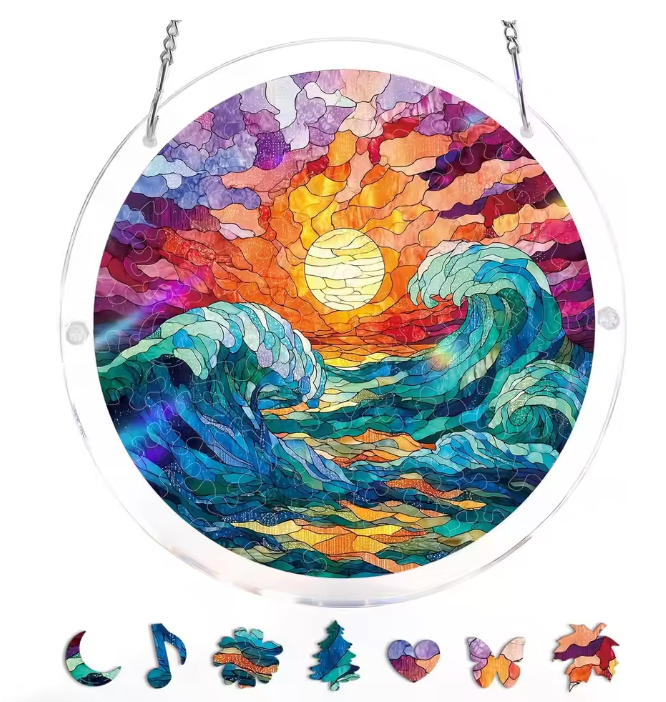 Acryl Zonnevanger Puzzel Decoratie met Magisch Regenboogeffect