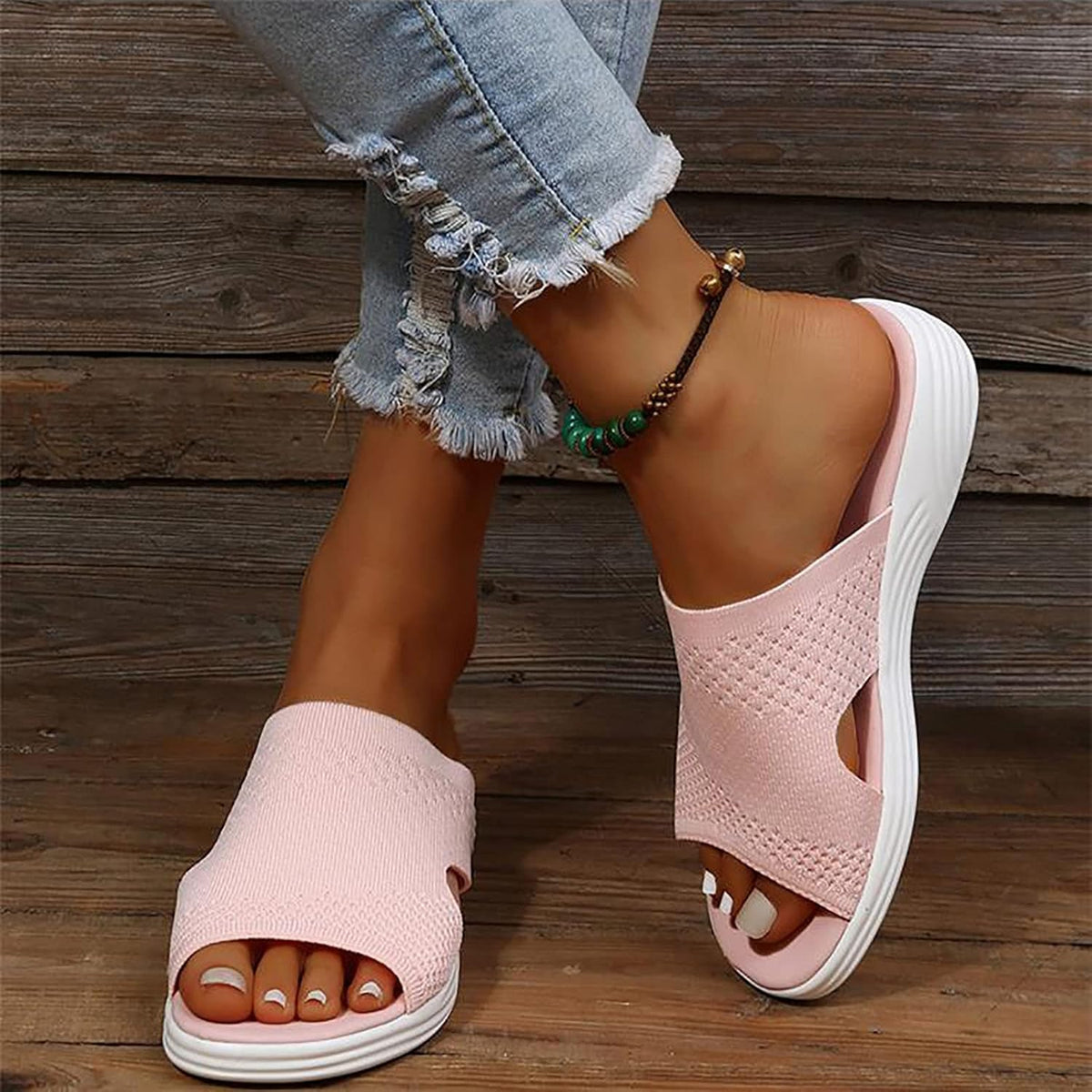 Ademende slip-on muiltjes voor dames met anatomische zool