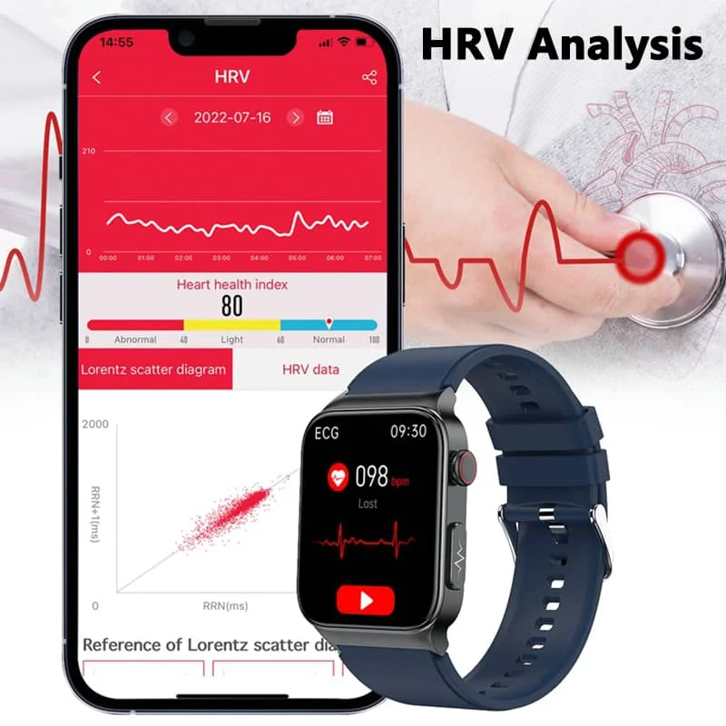 All-in-one Smartwatch voor Gezondheidsmonitoring met Ecg en Bloedglucosetracker