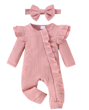 Babyromper met roesjes – Zacht kruippakje met speelse details