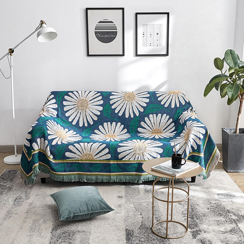 Bohemian gebreid bankplaid met franjes
