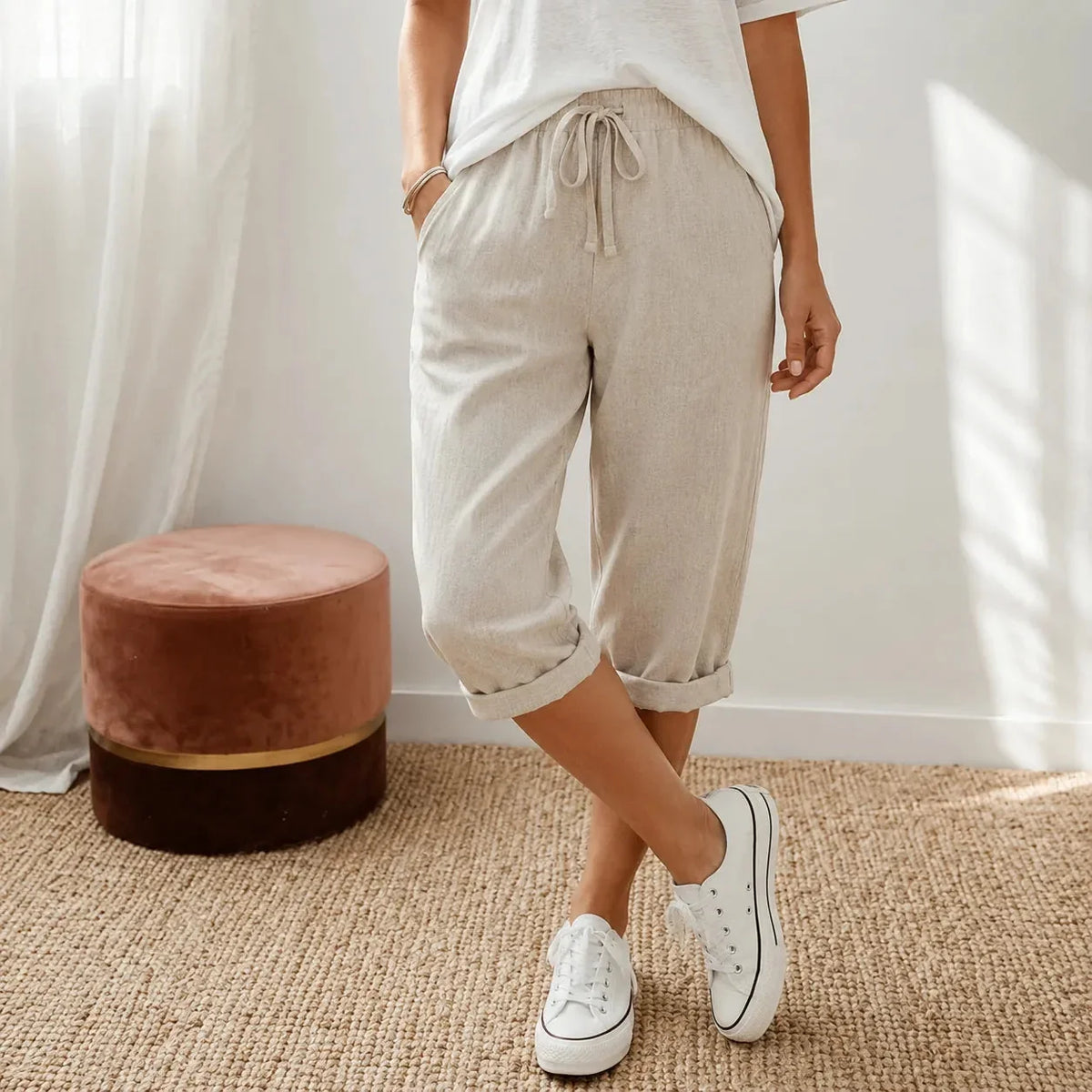 Capribroek met pull-on look