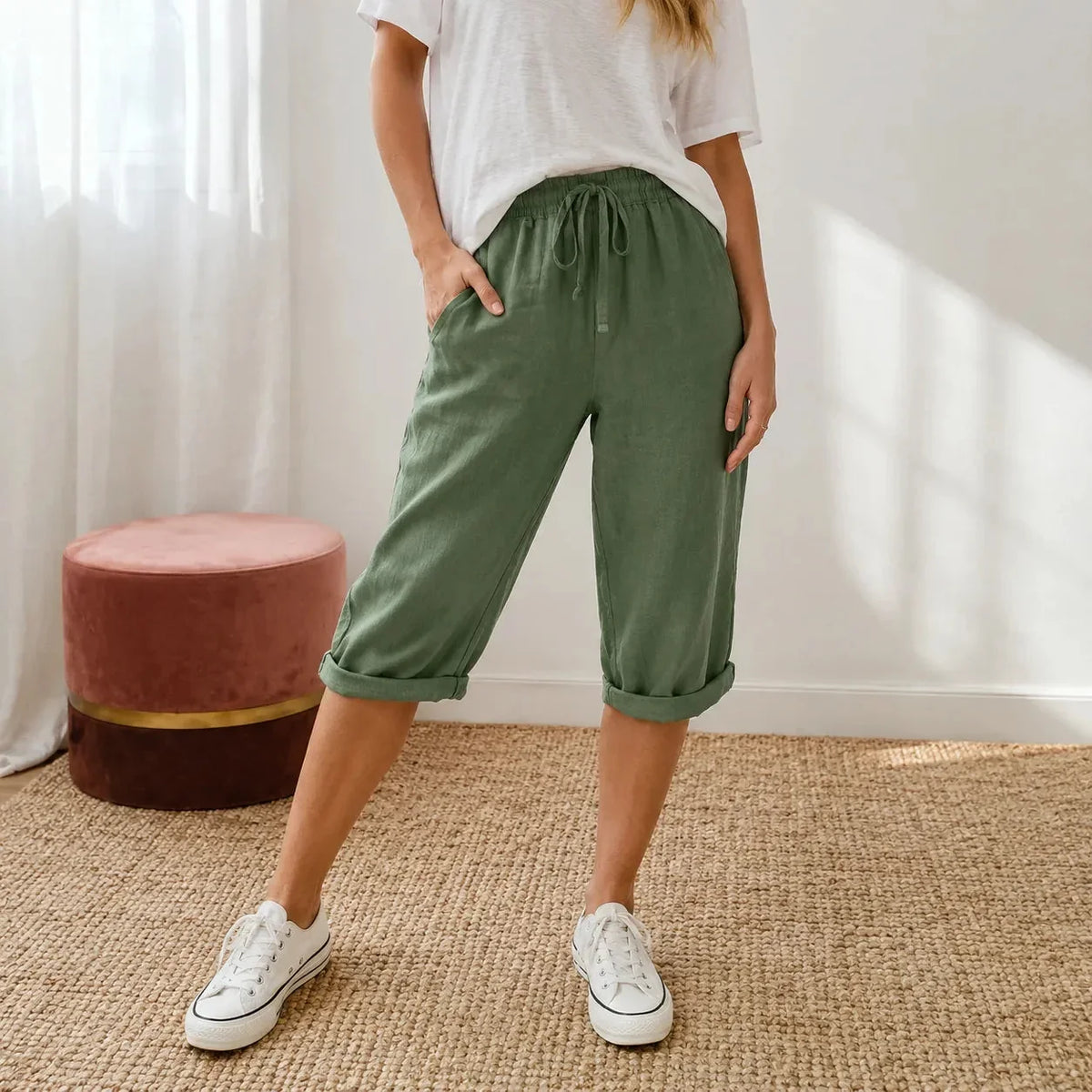 Capribroek met pull-on look