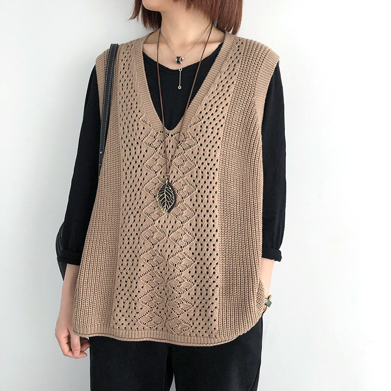 Casual elegant oversized gebreide spencer voor dames