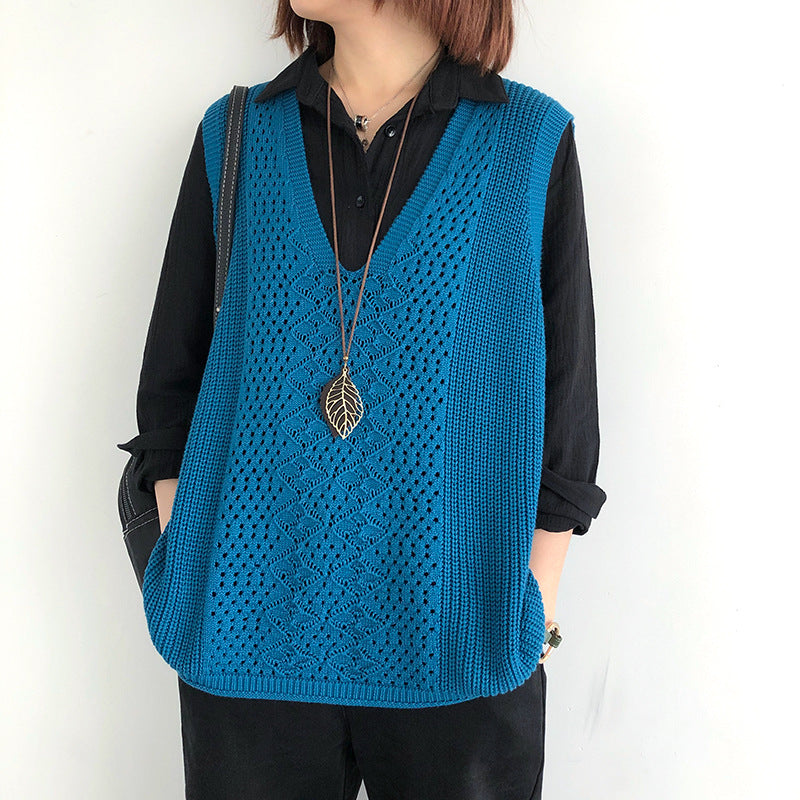 Casual elegant oversized gebreide spencer voor dames