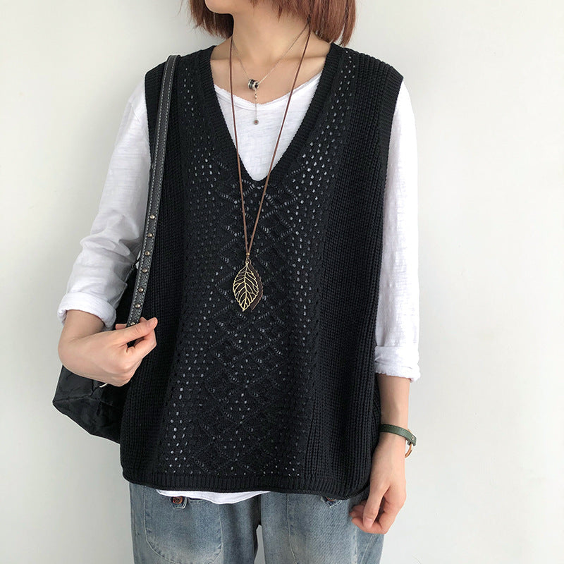 Casual elegant oversized gebreide spencer voor dames