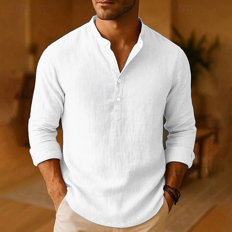 Casual henleyshirt voor heren met lange mouwen