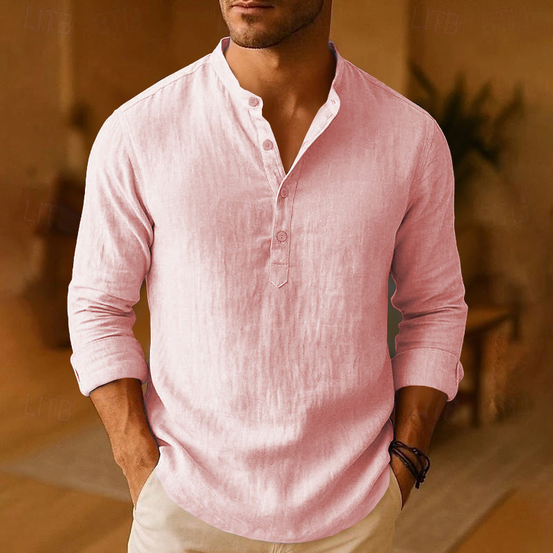 Casual henleyshirt voor heren met lange mouwen