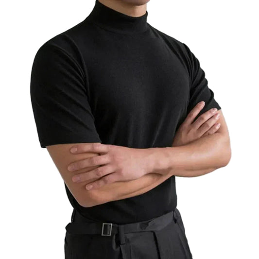 Casual T-shirt voor Heren met Hoge Kraag voor Dagelijks Gebruik