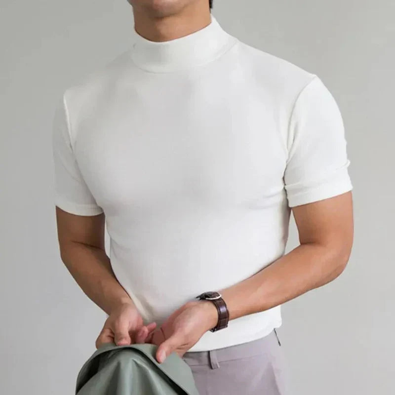 Casual T-shirt voor Heren met Hoge Kraag voor Dagelijks Gebruik