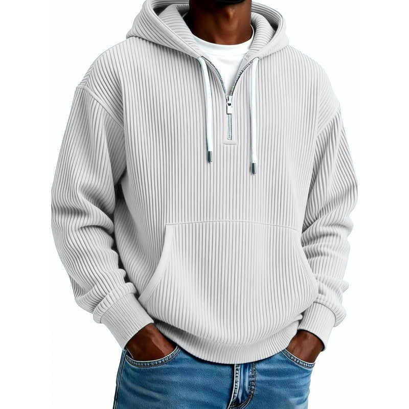 Comfortabele herenhoodie met hoge ritssluiting en zakken