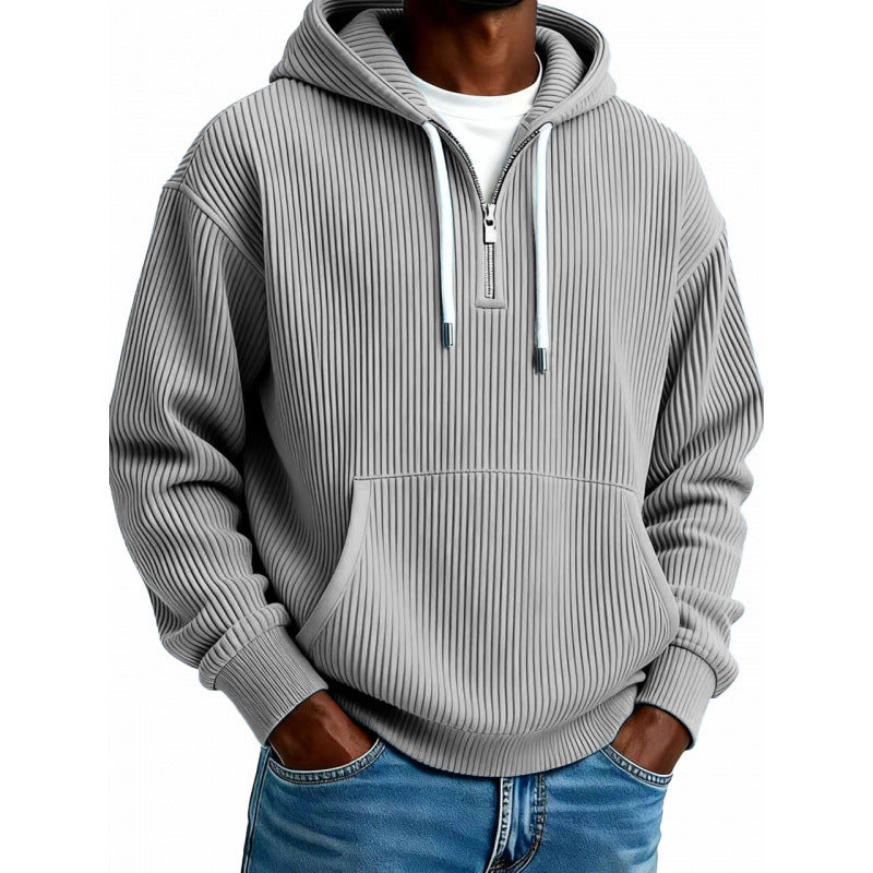 Comfortabele herenhoodie met hoge ritssluiting en zakken