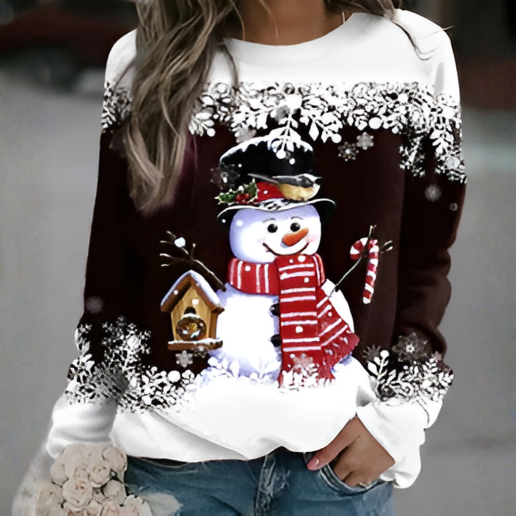 Dames kersttrui met sneeuwvlokkenprint