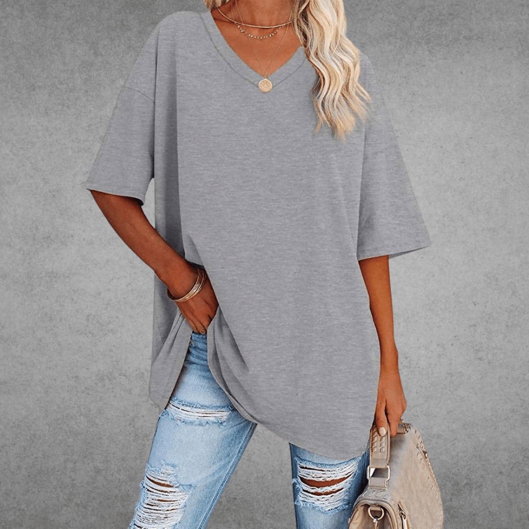 Dames T-shirt met 3/4-mouwen en ronde hals