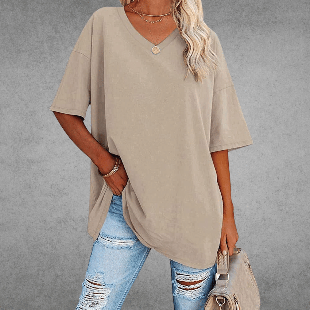 Dames T-shirt met 3/4-mouwen en ronde hals