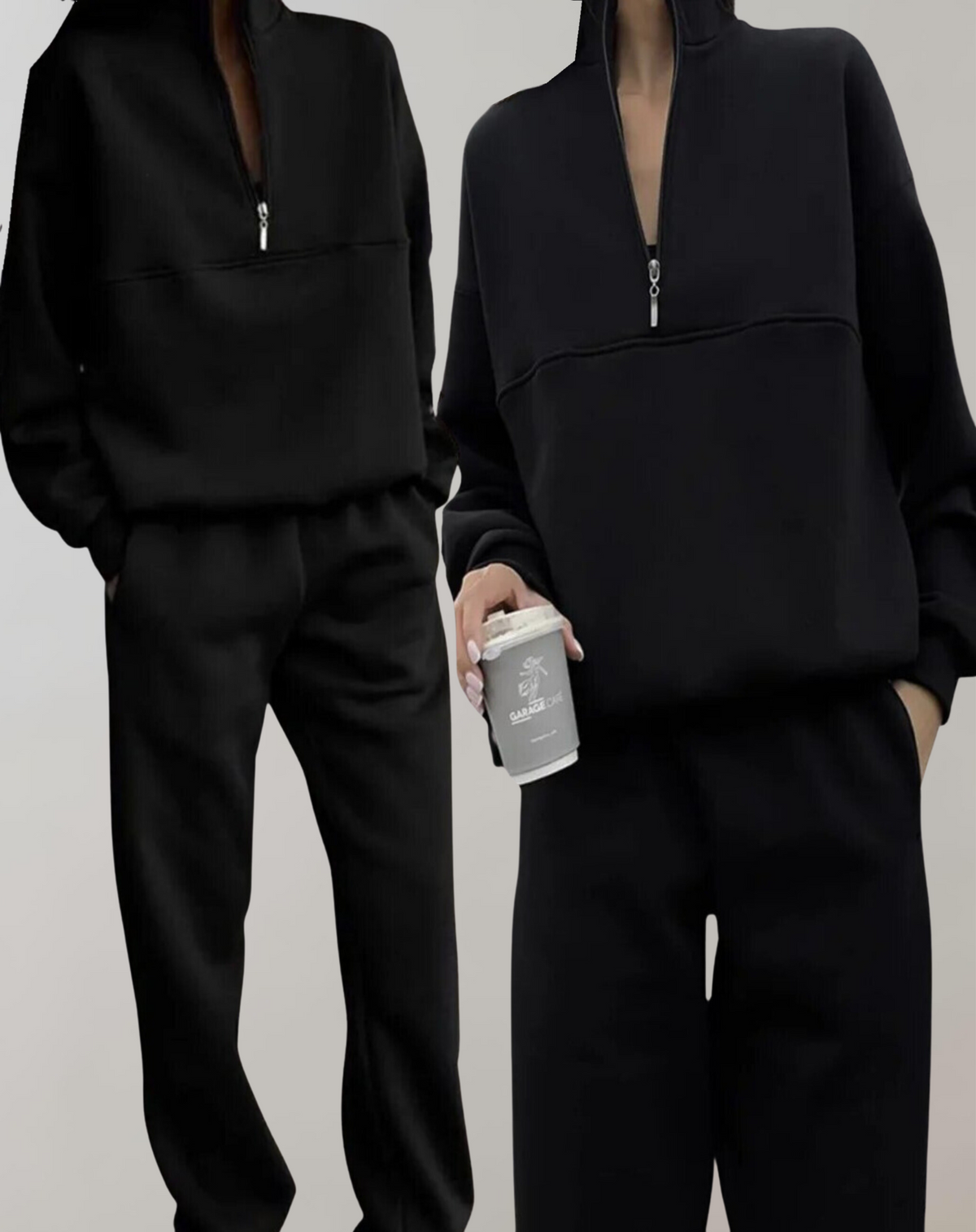 Dames trainingspak met half-zip sweater