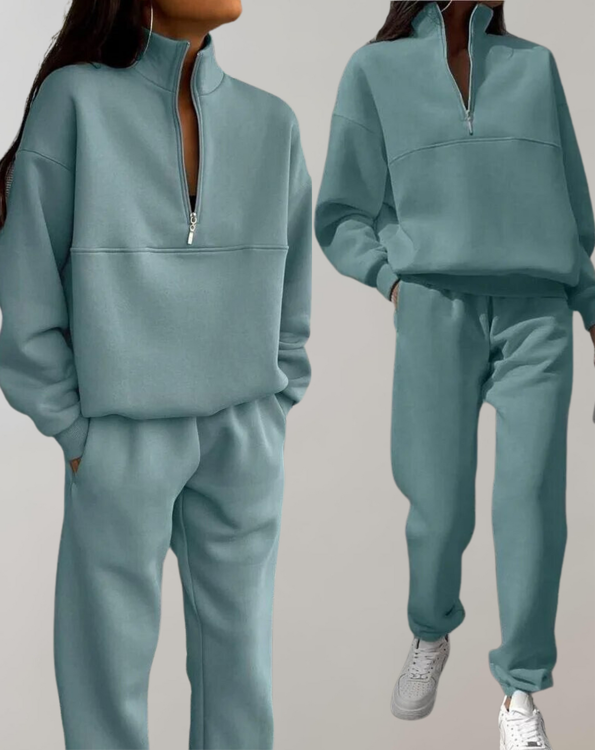Dames trainingspak met half-zip sweater