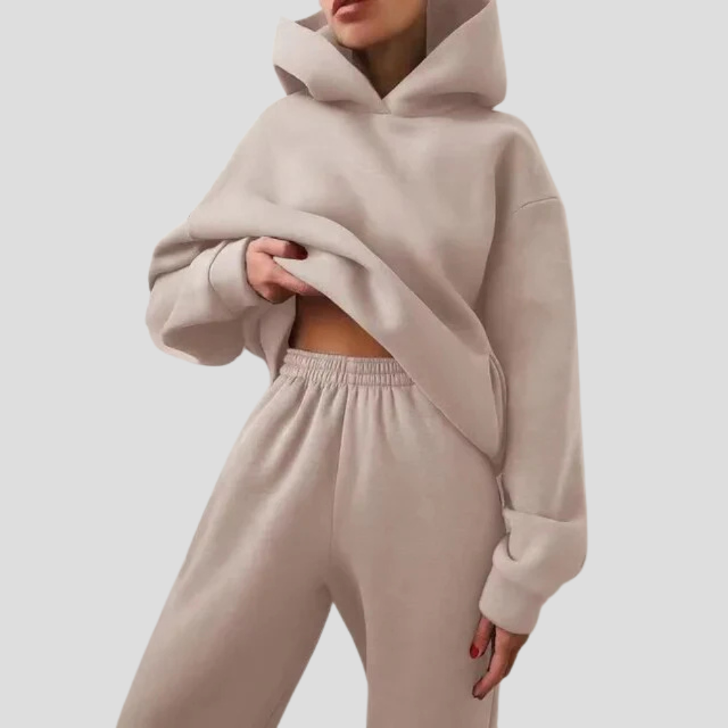 Dames Trainingspak met Hoodie & Joggingbroek – Comfortabele Winter Loungekleding Set