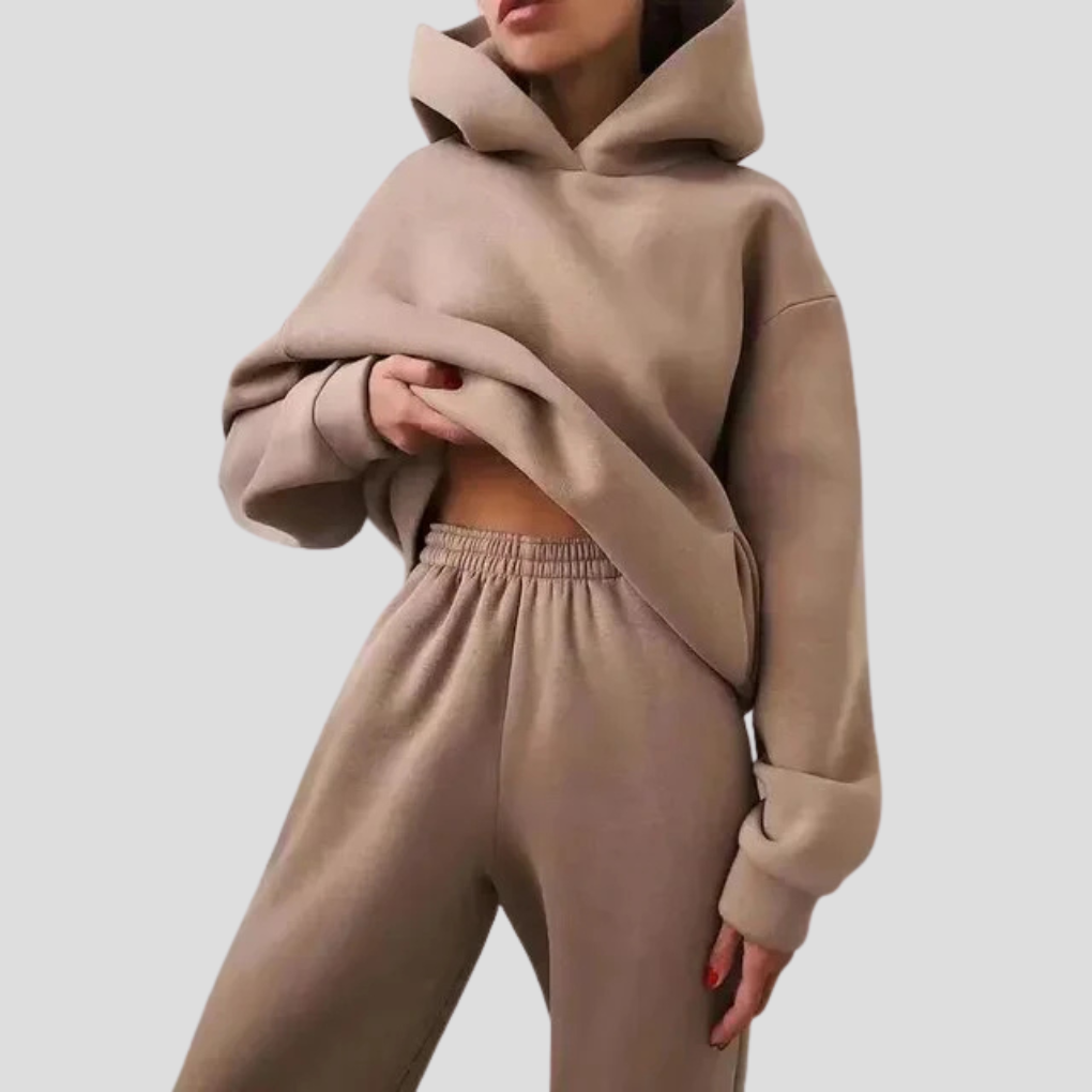 Dames Trainingspak met Hoodie & Joggingbroek – Comfortabele Winter Loungekleding Set