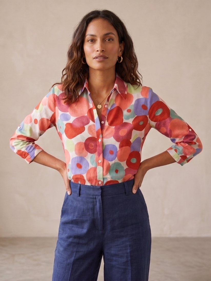 Damesblouse met knoopsluiting en bloemenprint