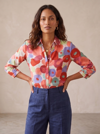 Damesblouse met knoopsluiting en bloemenprint