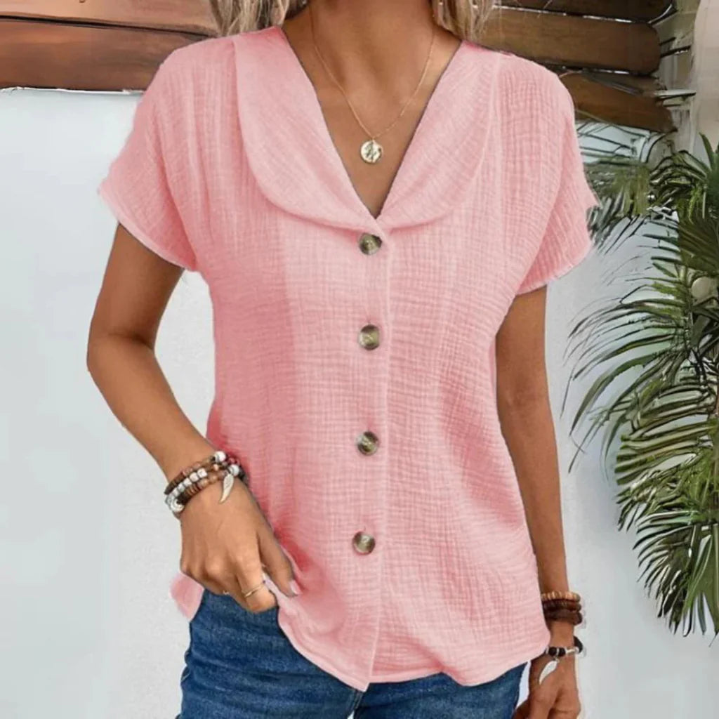 Damesblouse met kraag en knoopsluiting